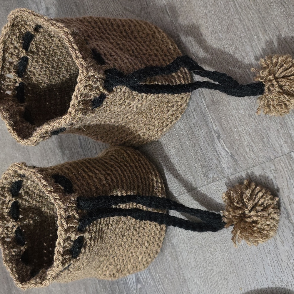 Crochet Drawstring Bag with Pom-Pom